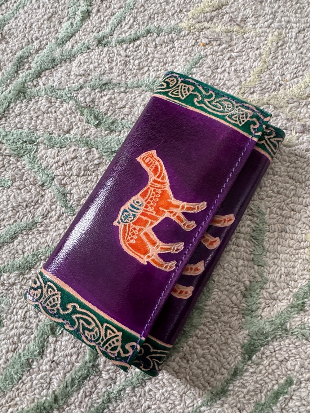Indian leather Purple horse-Accent embossed Women's Wallet